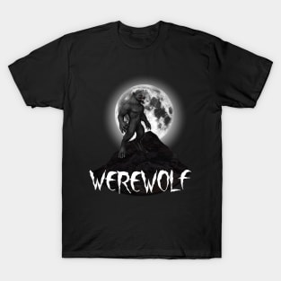 Werewolf Against Full Moon Design T-Shirt